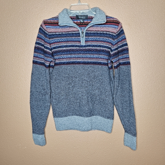 Vintage Gianetti 1/4 Zip Striped Sweater Wool Blend Mens Size Small - Picture 7 of 11